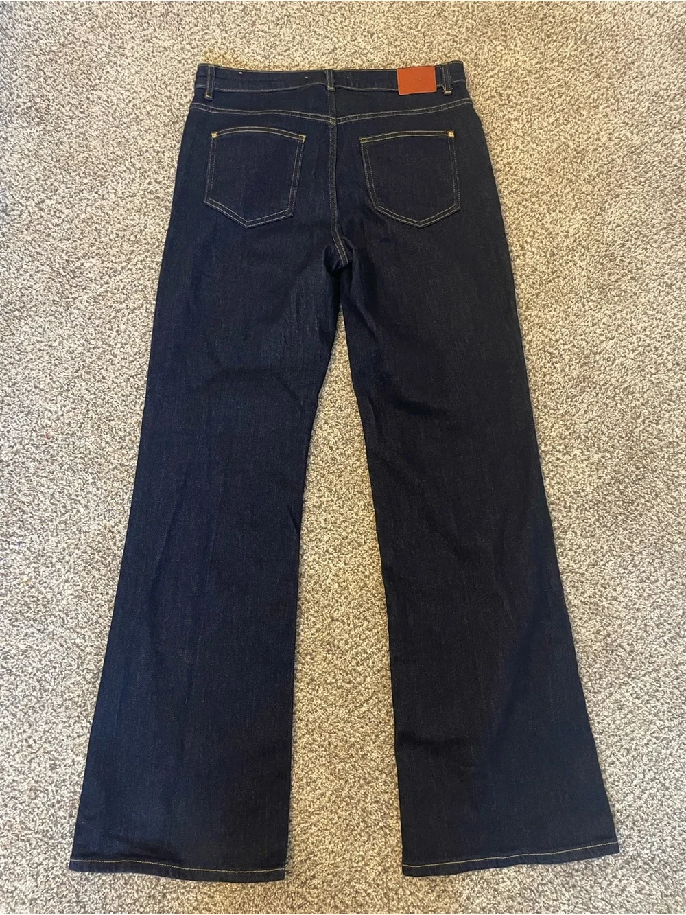 Zara Straight Leg High Rise Soft Stretch Dark Wash Jeans